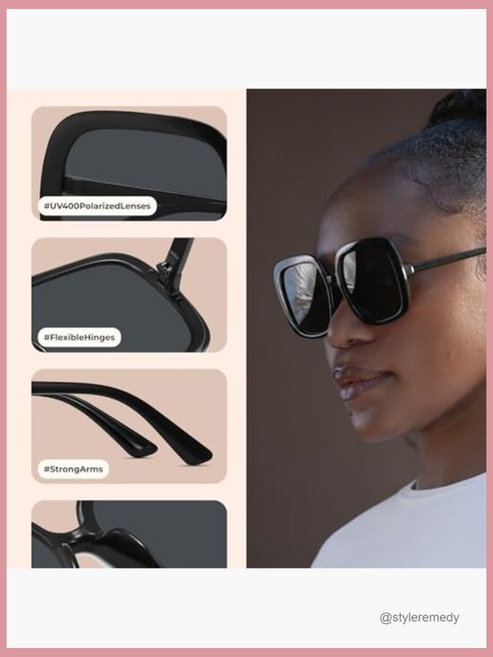 Oversized Polarized Sunglasses, Retro Aviator Frames, UV400 Protection main image 4